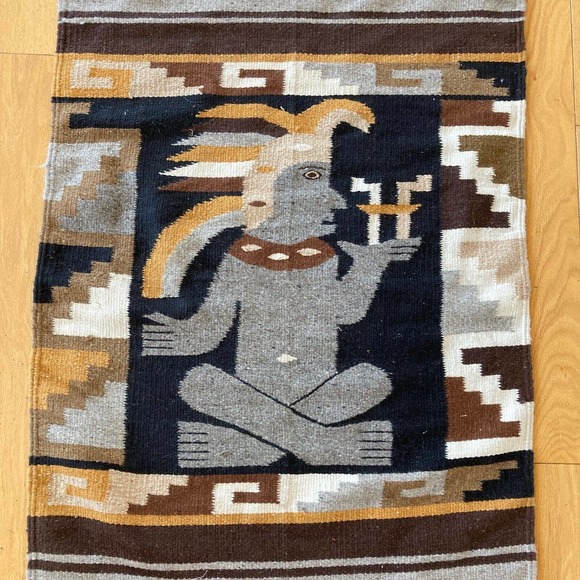 Indian Saddle Throw Blanket 28"x56" Wool Kachina Dancer Kokopelli Wall Hanging - Picture 4 of 9
